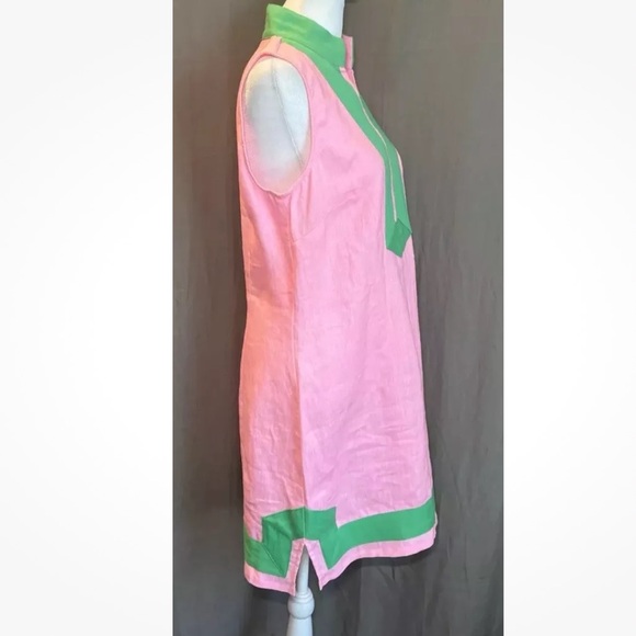 SAIL to Sable Linen Hot Pink green  Tunic dress Custom size small - Picture 4 of 13